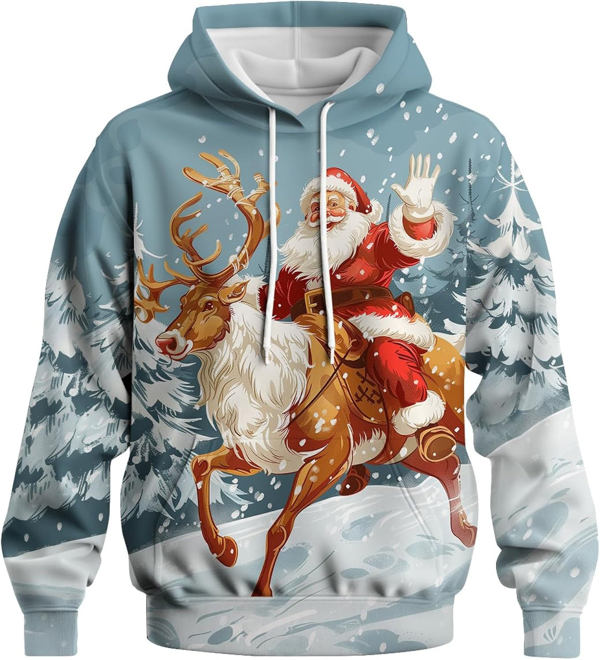Christmas Hoodie Funny Santa Claus Print Sweatshirt Pullover for Men Women