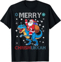 Merry Chrismukkah Funny Dinosaure Christmas And Hanukkah T-Shirt