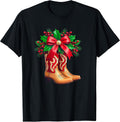 Cowgirl Christmas Western Cowboy Boots T-Shirt