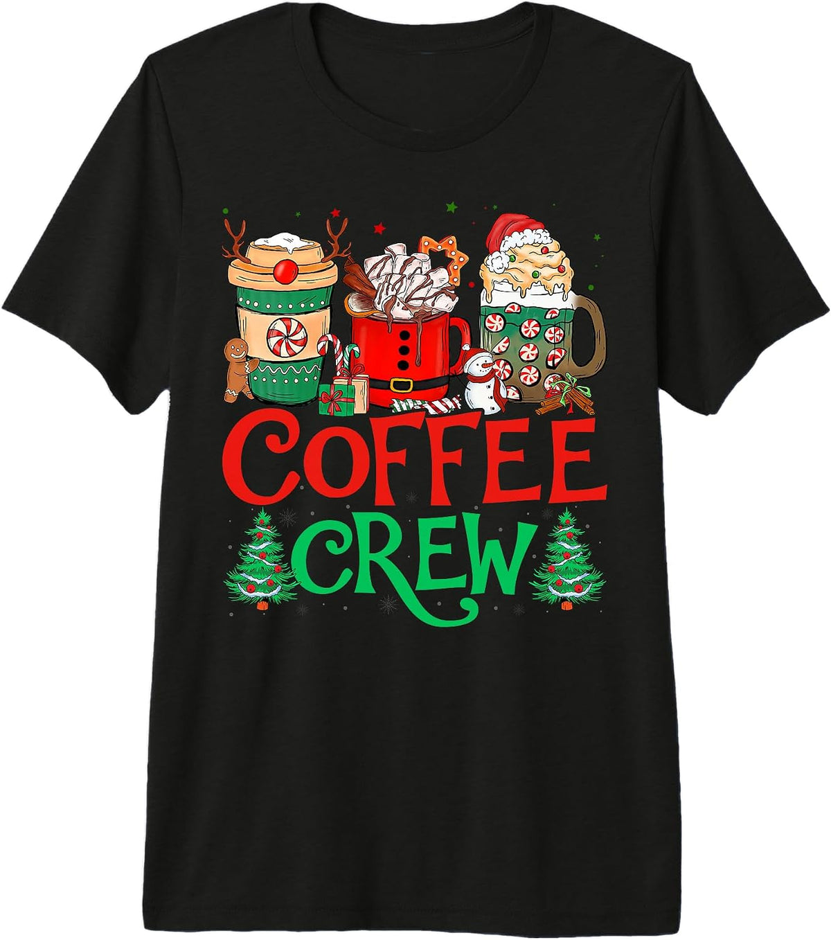 Coffee Crew Xmas Holiday Santa Hat Coffee Drinker Christmas Premium Tri-Blend T-Shirt
