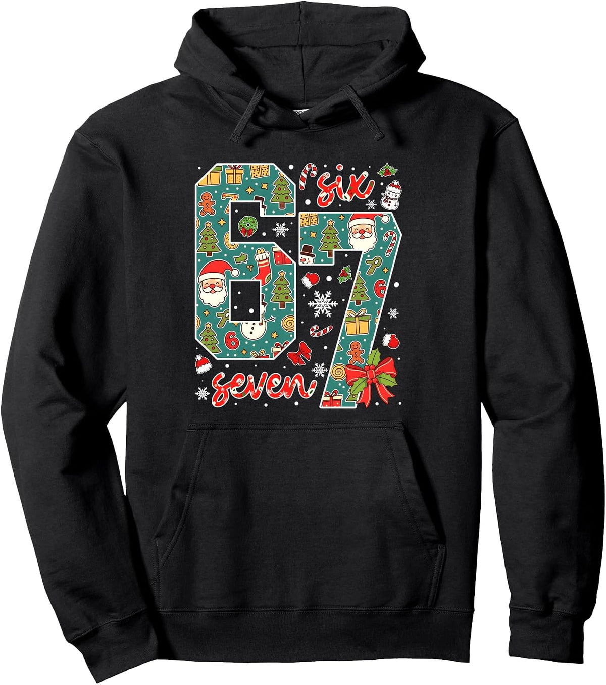 Funny 67 Six Seven Meme Christmas Holiday Teens Boys Kids Pullover Hoodie