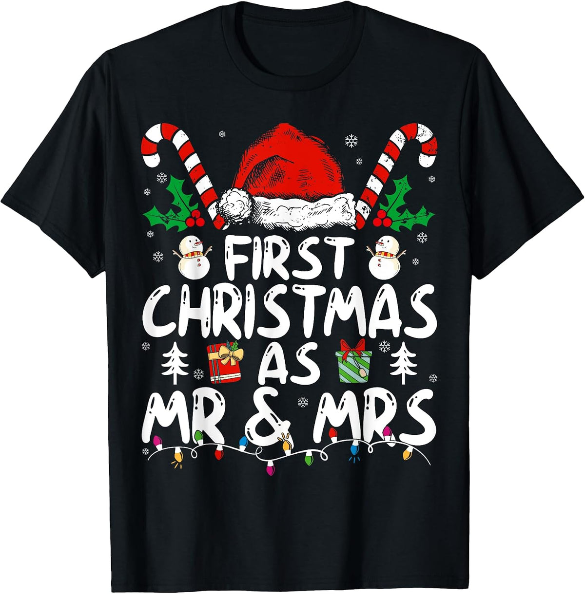 First Christmas As Mr and Mrs Just Married Couples Matching T-Shirt