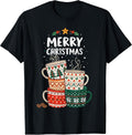 Cozy Caffeine Christmas Stacked Holiday Coffee Cups Retro T-Shirt