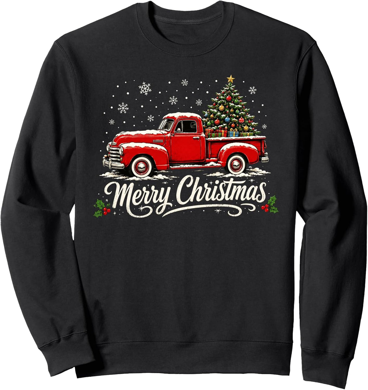 Vintage Merry Christmas Truck Santa Xmas Family Celebration Sweatshirt