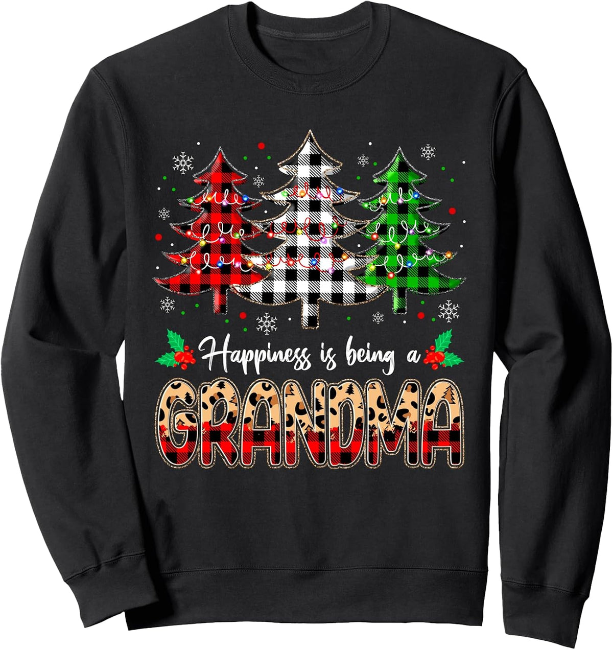 Grandma Christmas Tree Xmas Buffalo Plaid Red White Green Sweatshirt