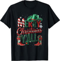 Western Cowboy Howdy Merry Christmas Yall Cowgirl Boots Hat T-Shirt