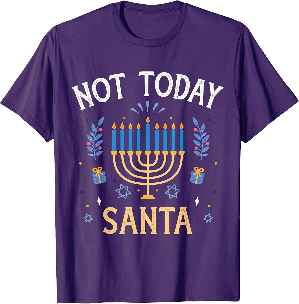 Funny not Today Santa with Menorah for Jewish Hanukkah T-Shirt