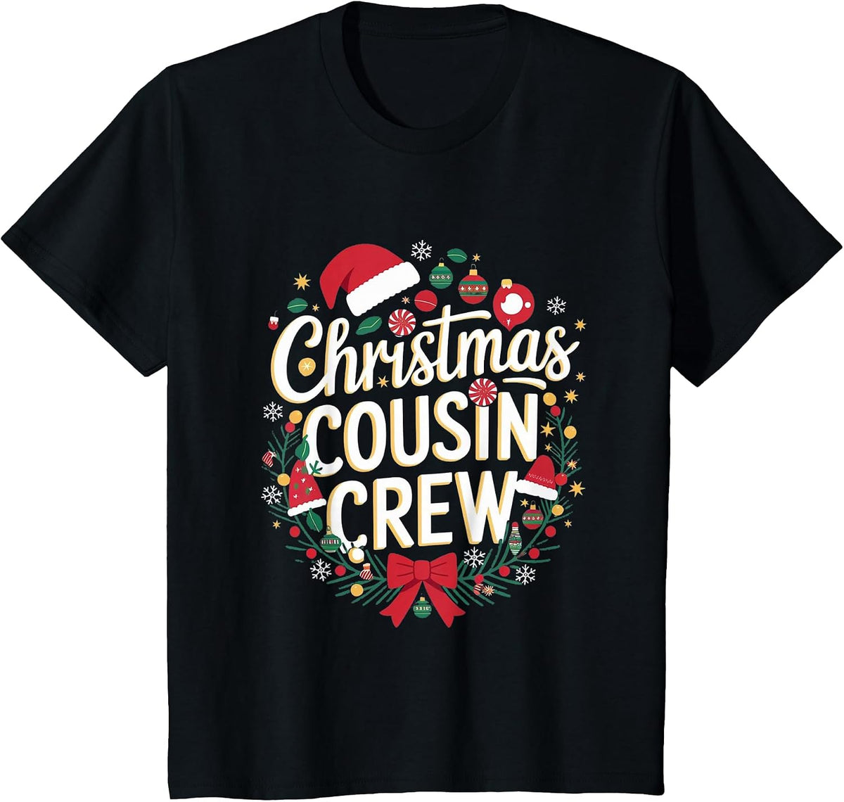Christmas Cousin Crew Wreath Family Christmas Fun T-Shirt