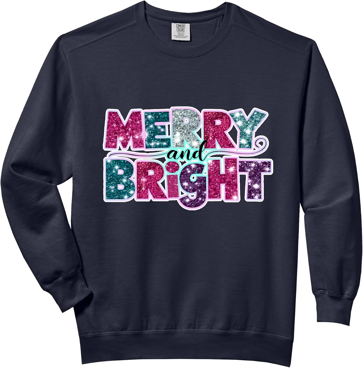 Merry and Bright Christmas Comfort Colors Adult Sweatshirt