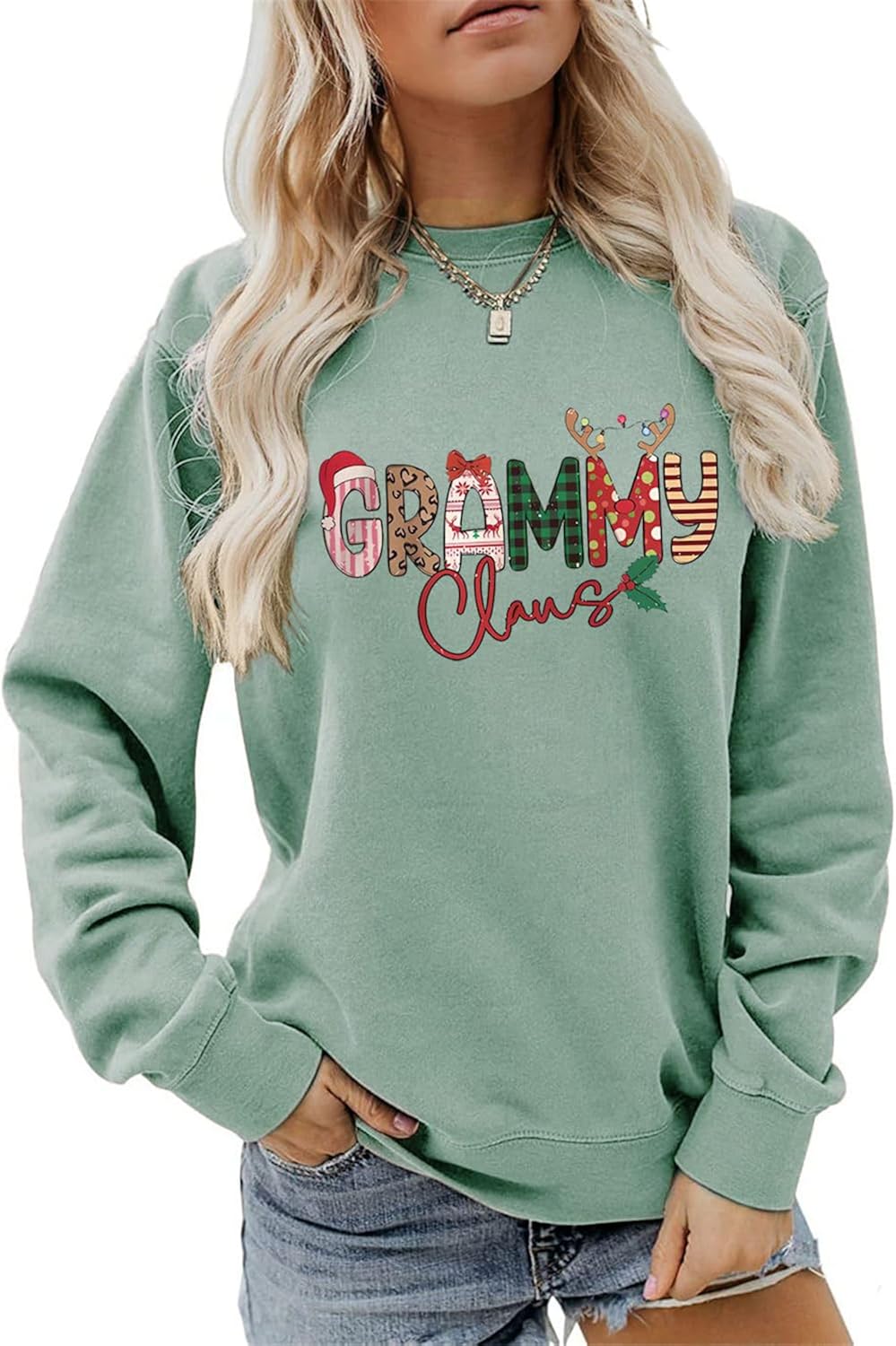Grammy Claus Sweatshirt Grandma Claus Sweater Funny Xmas Grandma Shirt Women Holiday Pullover Tops Christmas Gigi Gift