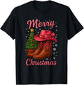 Merry Christmas Cowgirl Boots Western Holiday T-Shirt