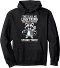 Bowling Raccoon Funny Quote They Call Me Lightning Joke Pullover Hoodie