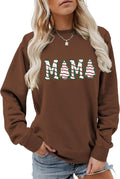 Christmas Tree Sweatshirt For Women MAMA Print Long Sleevert Cute Graphic Sweater Shirt Xmas Crewneck Pullover Tops