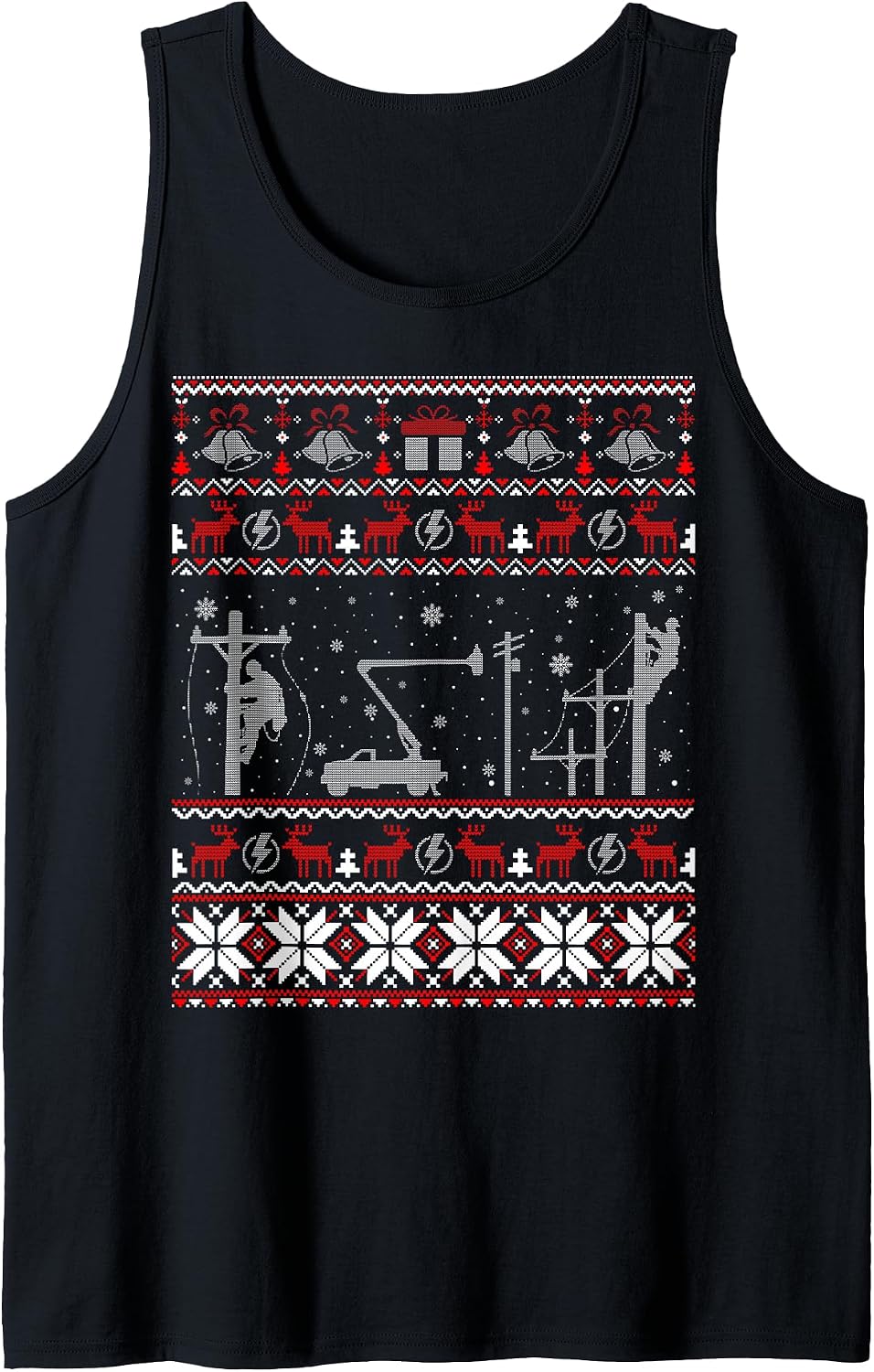 Lineman Ugly Christmas Sweater Gifts for Women Men Tank Top
