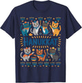 Hanukkah Cat Menorah Cute Jewish Holiday Cats Ugly Funny T-Shirt