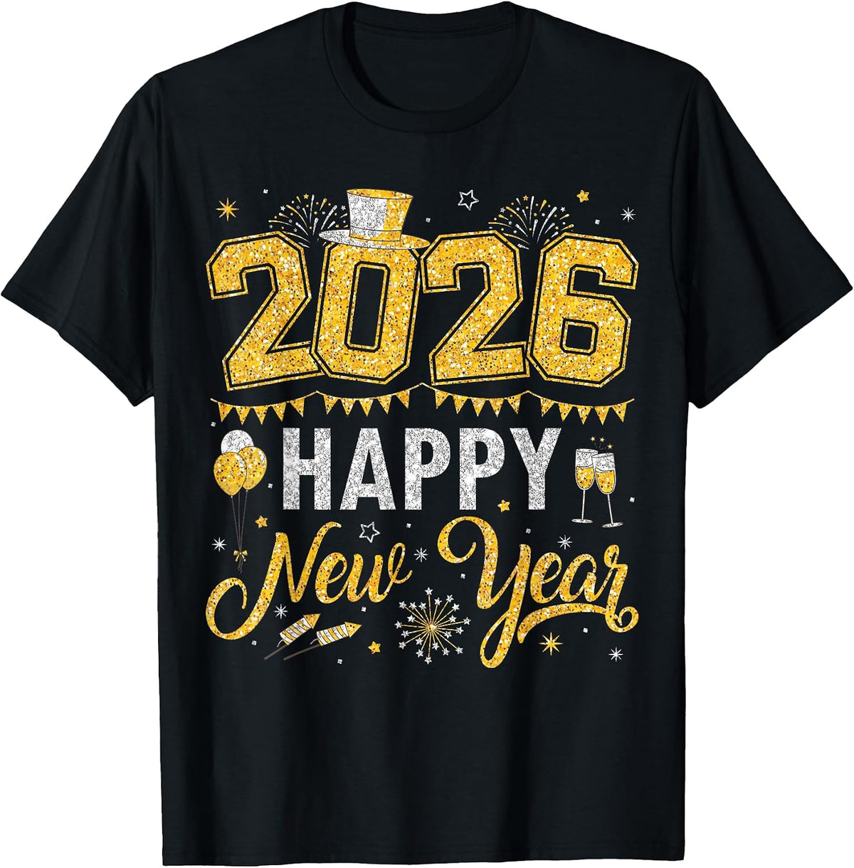 Happy New Year 2026 Fireworks Family Matching New Year Eve T-Shirt