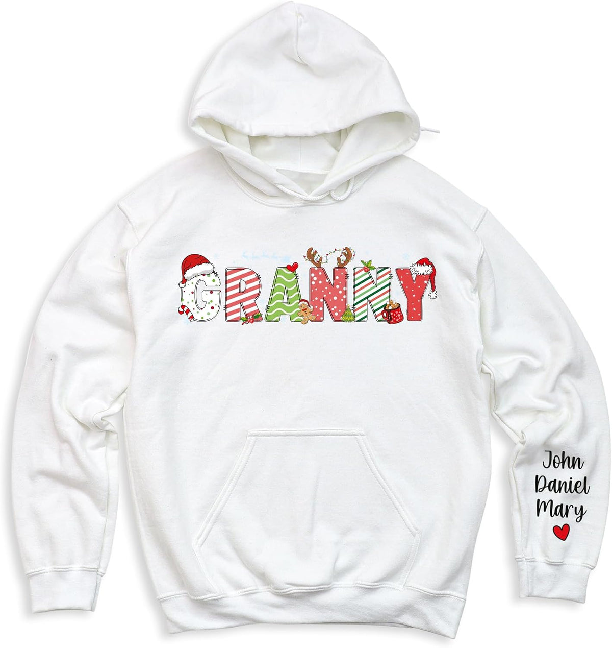 Custom Christmas Sweatshirt for Mom, Grandma, Personalized Names on Sleeve, for Nana, Mama, Gigi, Mimi