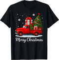 Vintage Merry Christmas Red Truck Funny Xmas Tree Boys Men T-Shirt