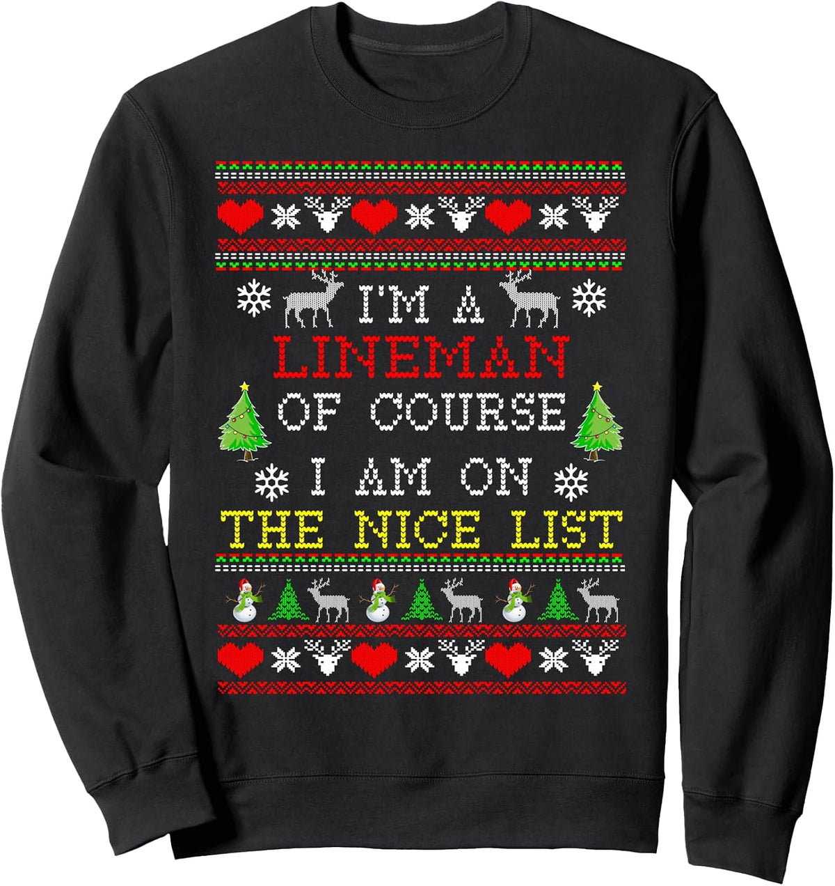 Lineman I'm On The Nice List Ugly Christmas Sweatshirt