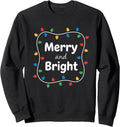 Christmas Merry And Bright Colorful Lights Holiday Design Sweatshirt