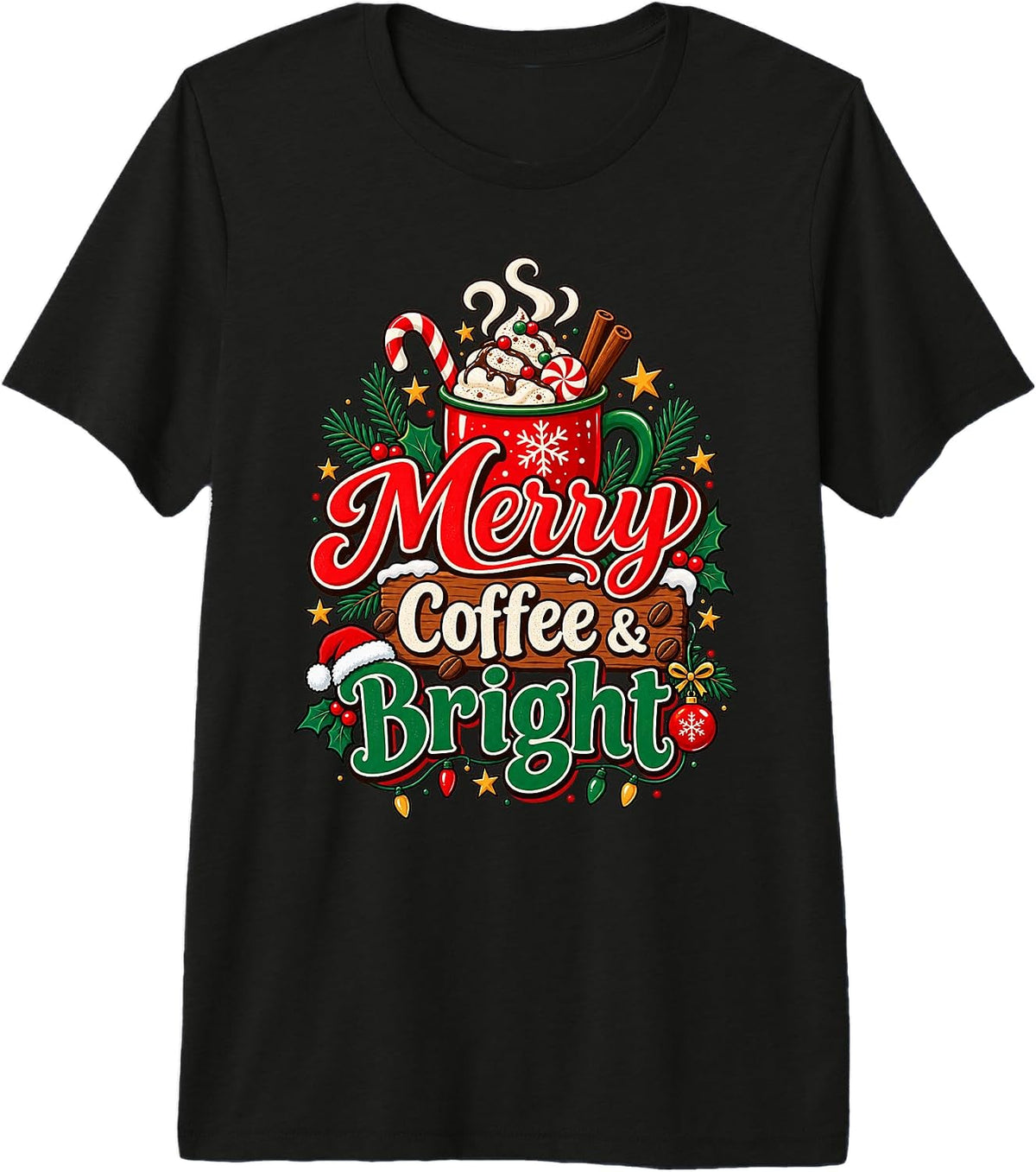 Christmas Coffee Bright Holiday Cheer Coffee Lover Premium Tri-Blend T-Shirt