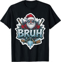 Bruh Ice Hockey Funny Christmas Teens Boys Kids Xmas Santa T-Shirt
