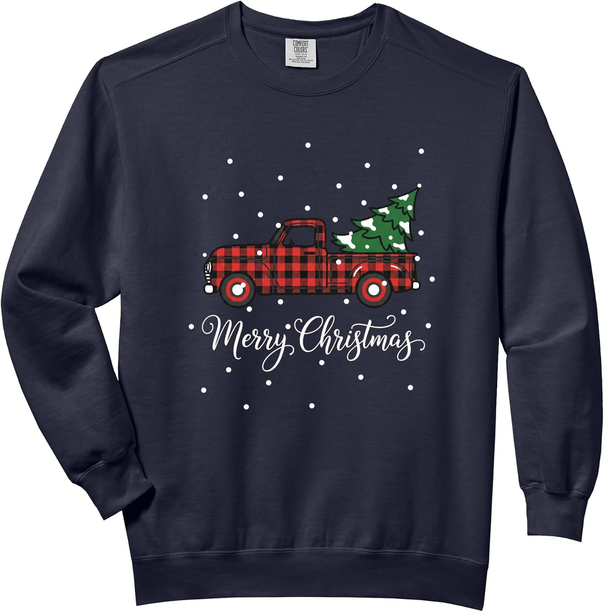 Merry Christmas Christmas Truck Plaid Truck Christmas Men Comfort Colors Adult Sweatshirt