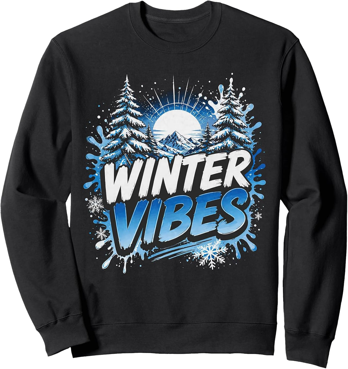 Winter Vibes Snowy Forest Skiing Season Sweatshirt