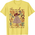 Western Santa Hat Howdy Christmas Tree Boho Flower Cowboy T-Shirt