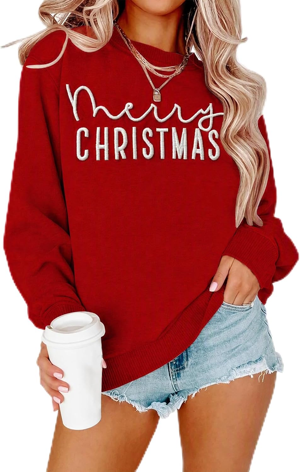 Christmas Sweatshirts For Women Christmas Embroidery Graphic Pullover