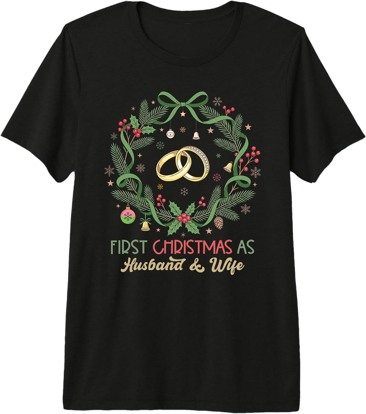 First Christmas As Husband and Wife Married Couples Newlywed Premium Tri-Blend T-Shirt