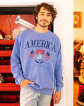 4th of July American Bell Flo Blue Comfort Colors Sweatshirt
