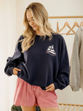1776 USA Sailboat Navy Thrifted Sweatshirt
