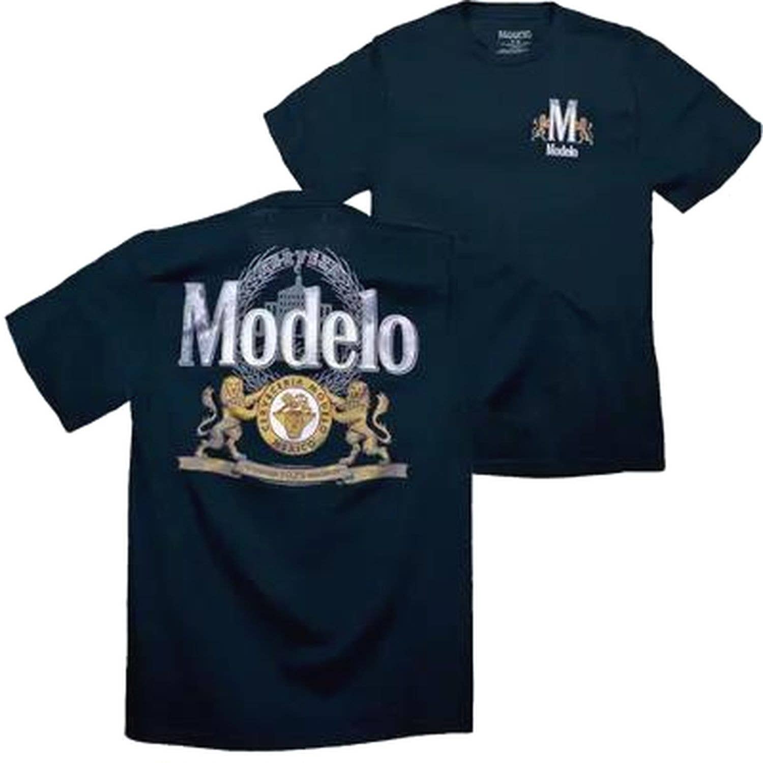 2 Sides Modelo Logo Crew T-Shirt Front  Back - Full Size