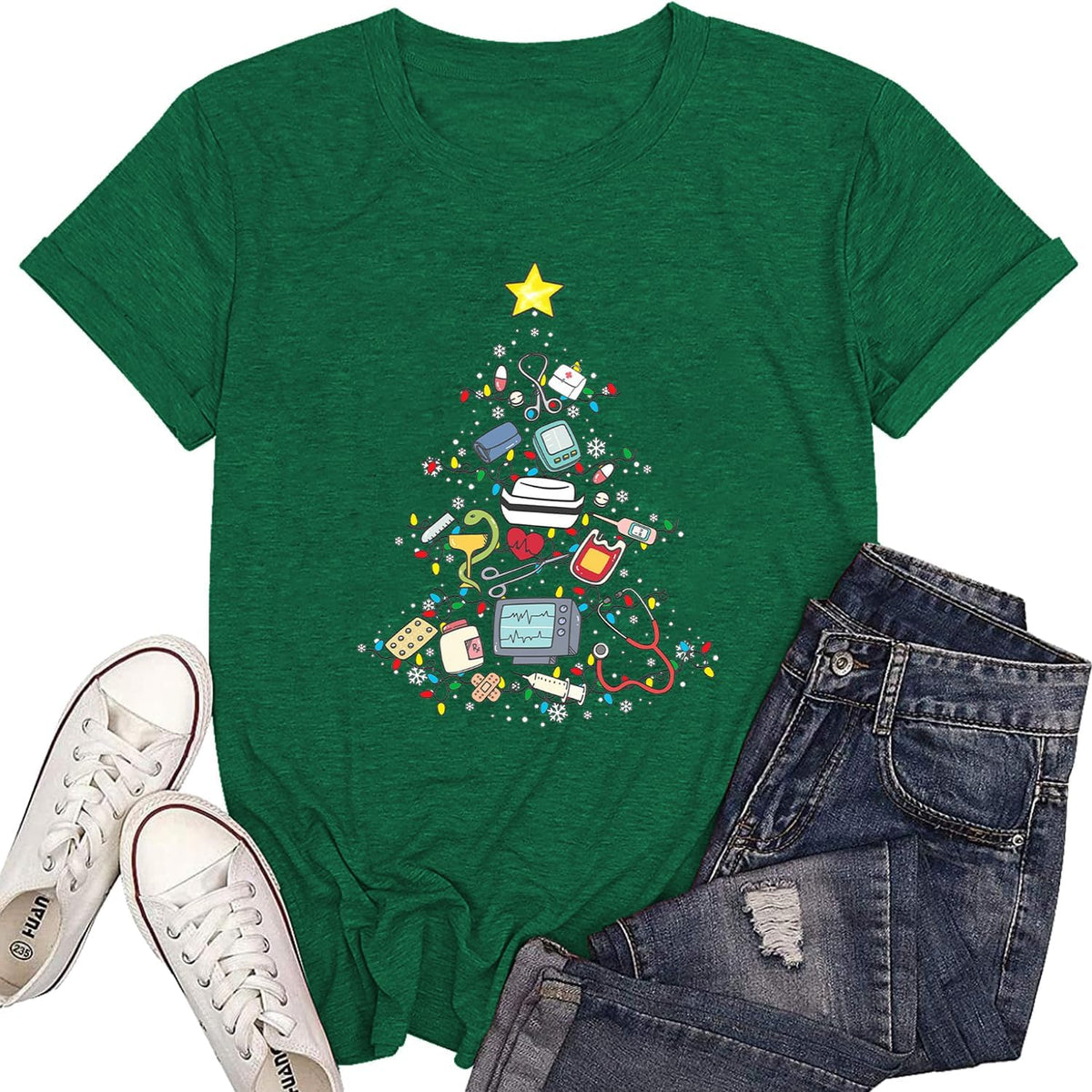 Christmas Shirts for Women Merry Funny Leopard Christmas Tree Tee Tops Holiday Tshirts