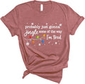 Christmas Tired Jingle Some of The Way Shirt Funny Holiday Lights Graphic Lazy Festive Season Tee for Cozy Winter Vibes