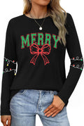 Christmas Long Sleeve Shirts for Women Christmas Light Shirt Merry Tee Xmas Holiday Soft Gifts Top