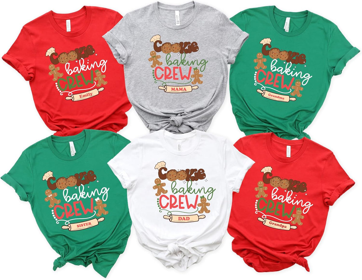 Cookie Baking Crew Christmas Shirt, Family Matching Gingerbread Baking Crew T-Shirt, Holiday Cookie Decorating Party Tee, Christmas Kitchen Baking Crew Shirt Multi
