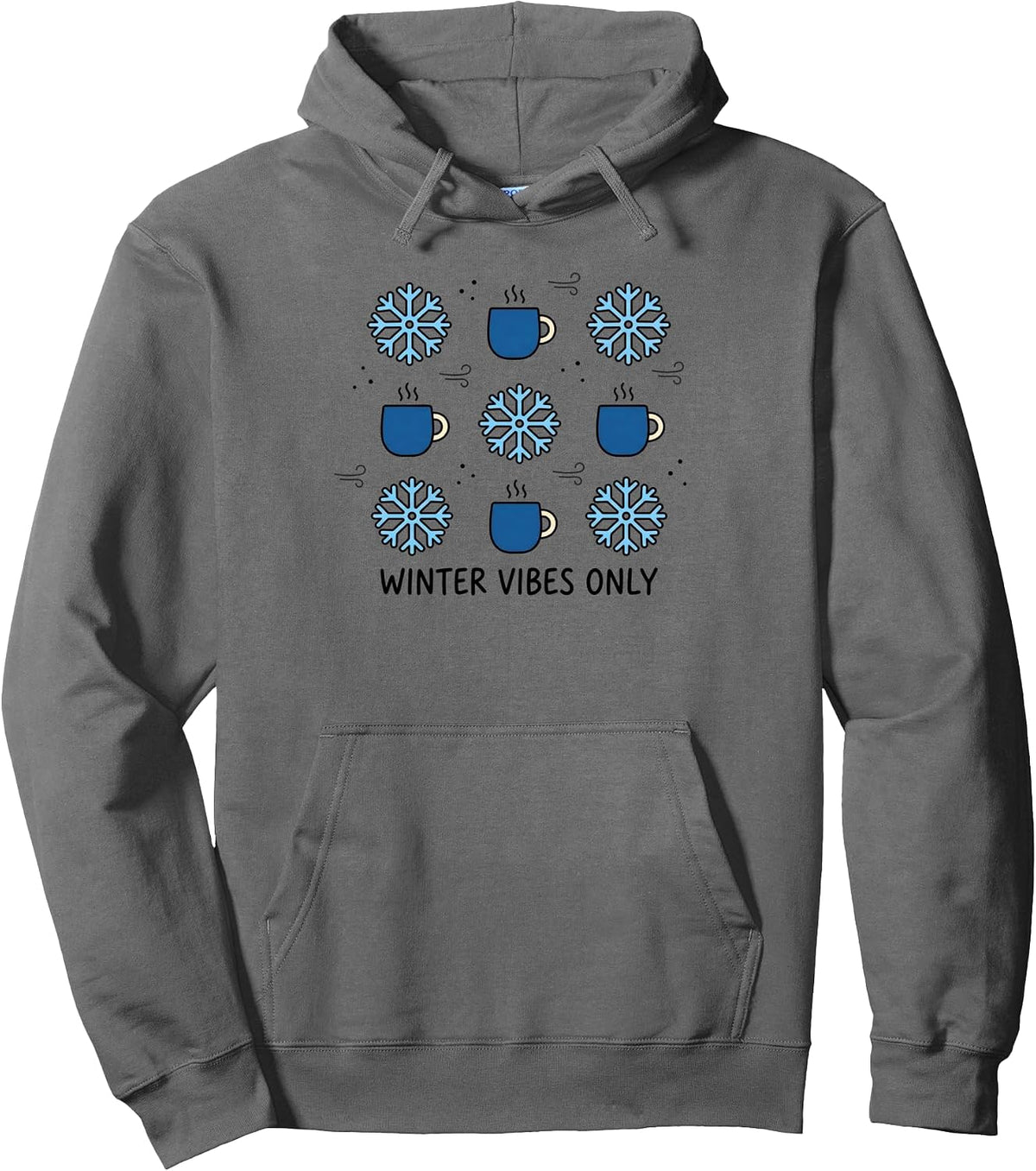 Winter Vibes Only Snowflake Mug Grid Pattern Design Pullover Hoodie