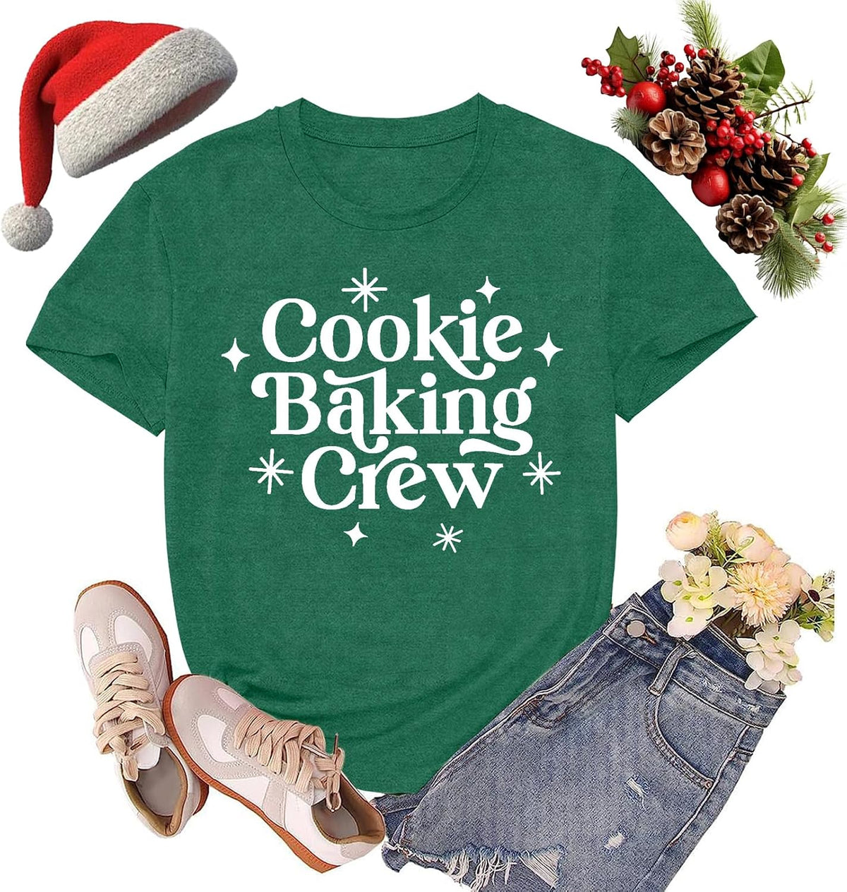 Christmas Shirts for Women Cookie Baking Crew Tshirts Xmas Holiday Cookie Tee Tops
