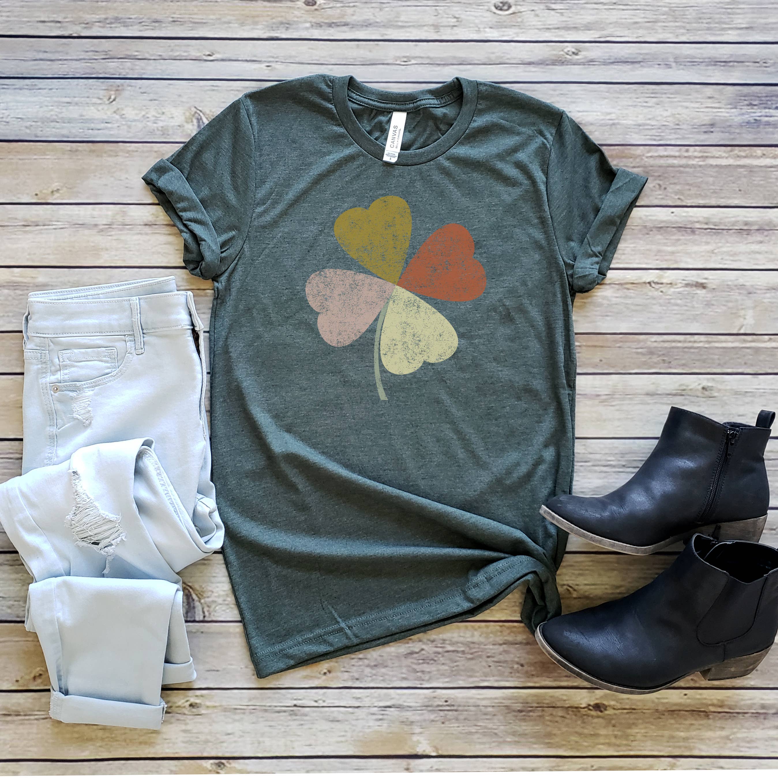 4 Colored Leaf Shamrock Tee | St. Patrick's Day | XS-2XL