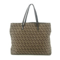 Fendi Tote Zucchino Canvas Leather Brown Beige #9208