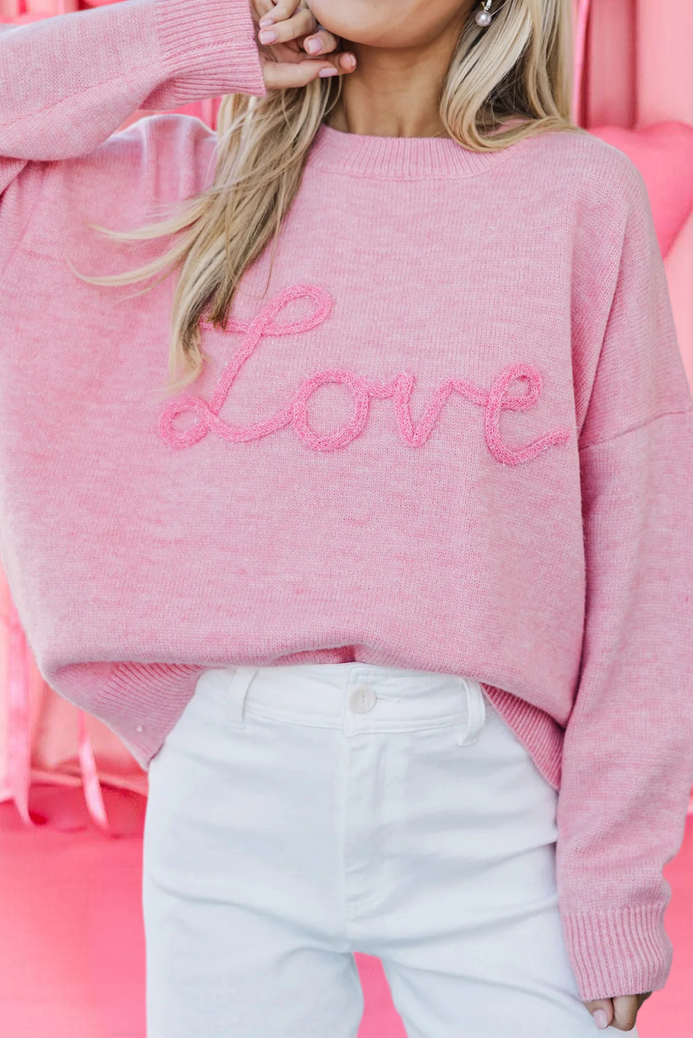66Corded Love Script Graphic Baggy Sweater (S-Xl)
