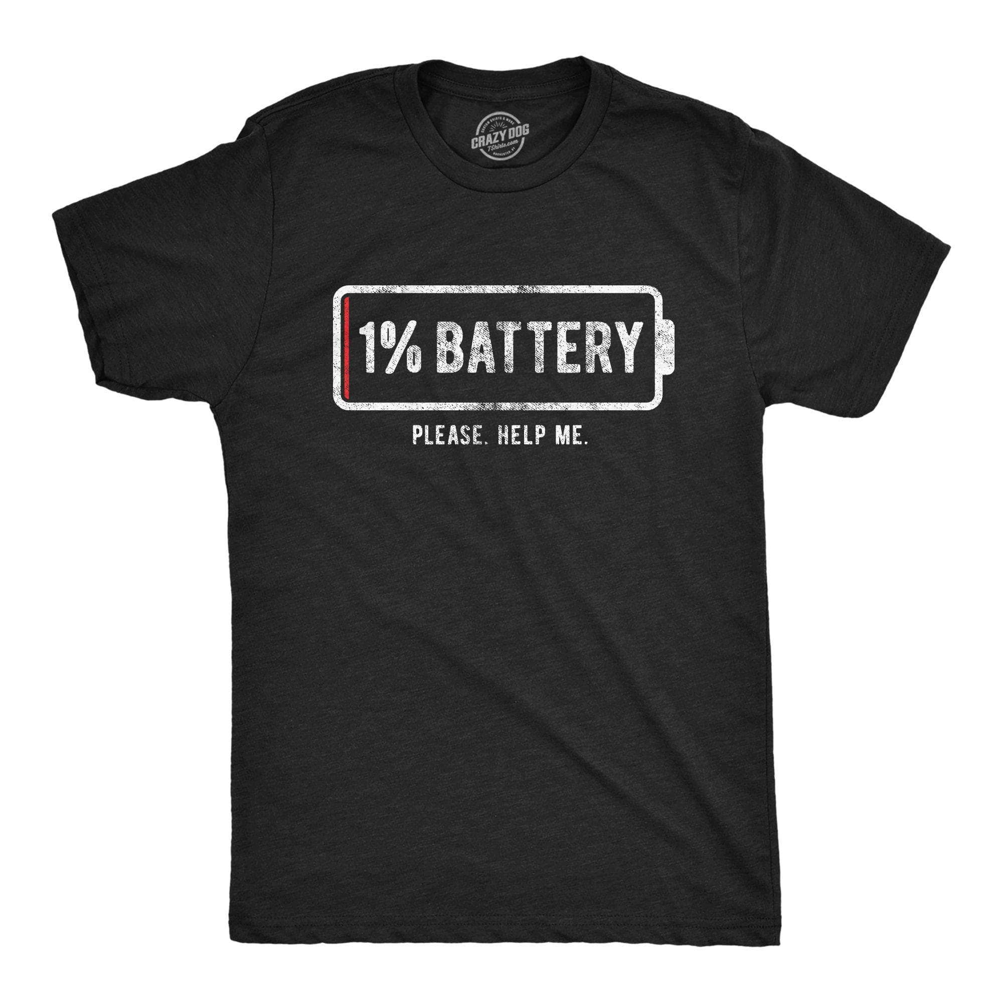 1% Battery Men's Tshirt Internet Graphic Tee Western T