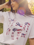 4th of July American Flag Bows White Comfort Colors Tee