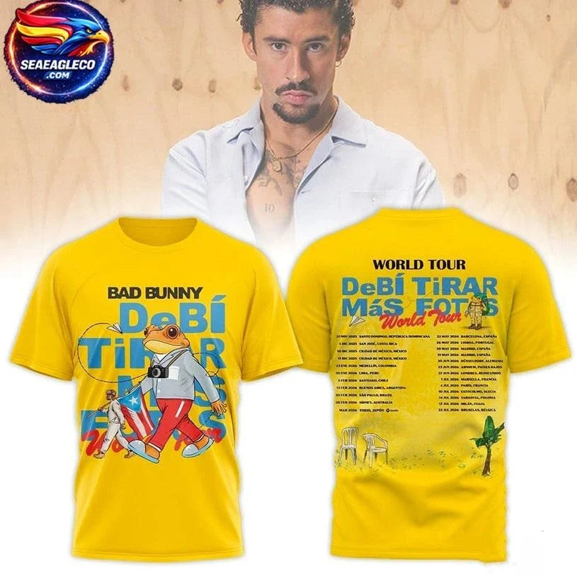 Bad Bunny Debi Tiar Mas Fotos Tour 2026 Fans Club Two Sided Shirt Unisex