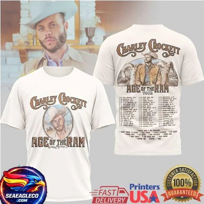 Charley Crockett Age Of The Ram Tour 2026 T Shirt Country Music Concert Two Sided Shirt Unisex