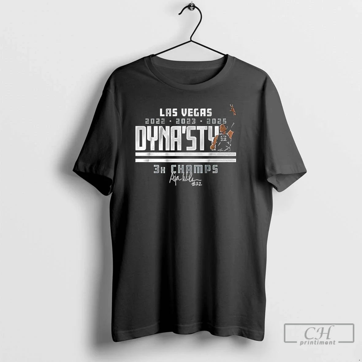 Classic Aja Wilson Dynasty 3x Champs Signature T Shirts