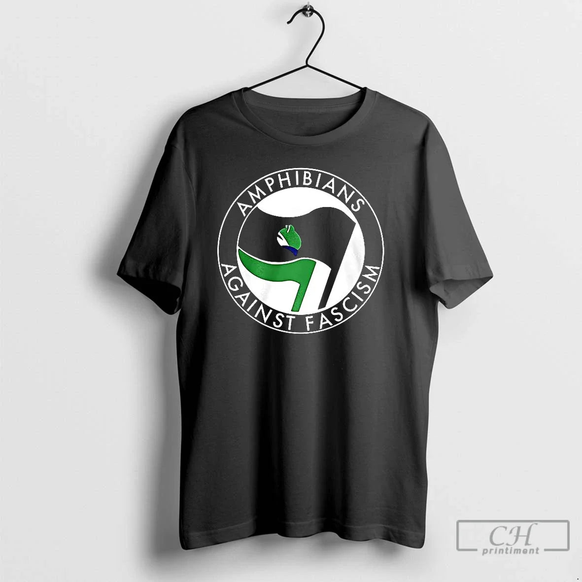 Classic Amphibians Against Fascism Frog Flag T Shirts