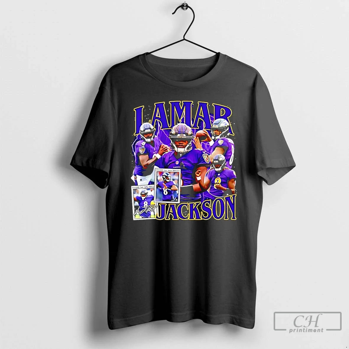 Classic Baltimore Ravens Lamar Jackson Picture Collage Signature T Shirts